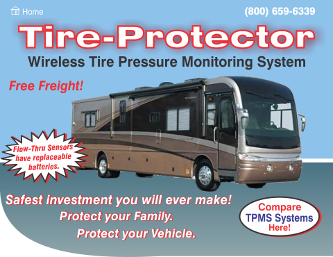 Tire pressure monitoring system TPMS for motorhomes